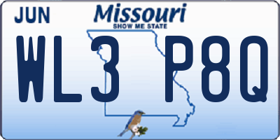 MO license plate WL3P8Q