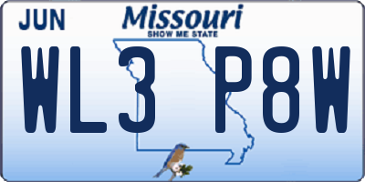 MO license plate WL3P8W
