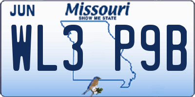 MO license plate WL3P9B