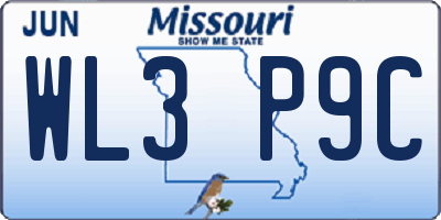 MO license plate WL3P9C