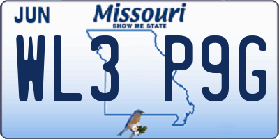 MO license plate WL3P9G