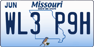 MO license plate WL3P9H