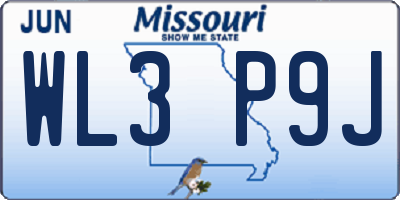 MO license plate WL3P9J