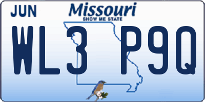 MO license plate WL3P9Q