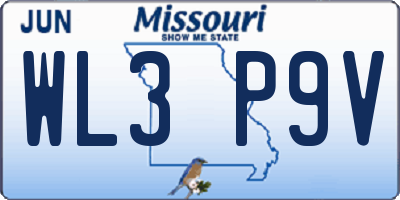 MO license plate WL3P9V