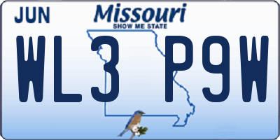 MO license plate WL3P9W