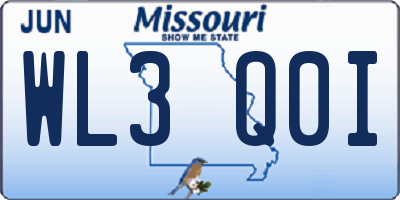 MO license plate WL3Q0I