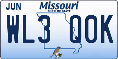 MO license plate WL3Q0K