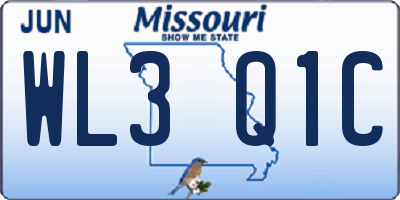 MO license plate WL3Q1C
