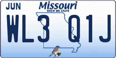 MO license plate WL3Q1J