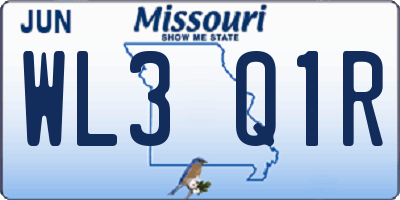 MO license plate WL3Q1R