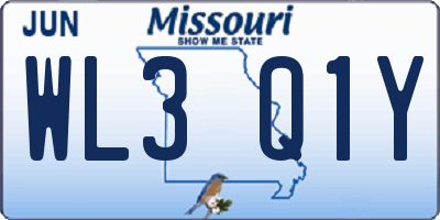 MO license plate WL3Q1Y