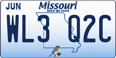 MO license plate WL3Q2C