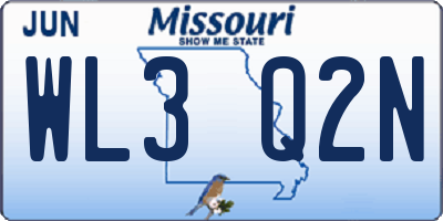 MO license plate WL3Q2N