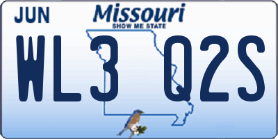 MO license plate WL3Q2S