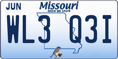 MO license plate WL3Q3I