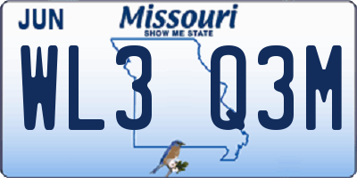 MO license plate WL3Q3M