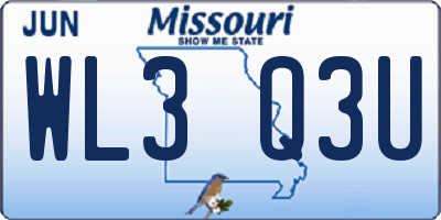 MO license plate WL3Q3U