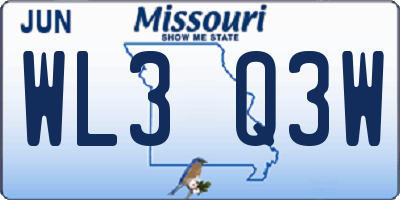 MO license plate WL3Q3W