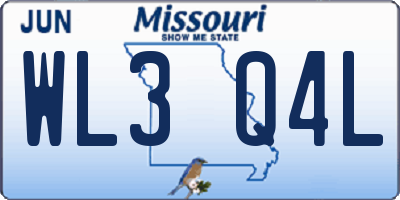 MO license plate WL3Q4L