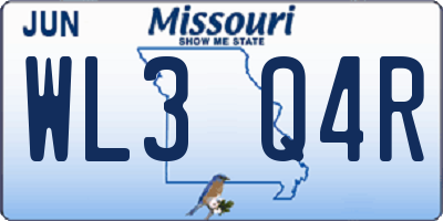 MO license plate WL3Q4R