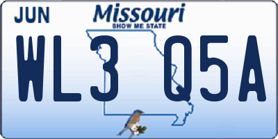 MO license plate WL3Q5A