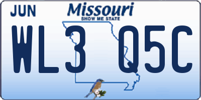 MO license plate WL3Q5C