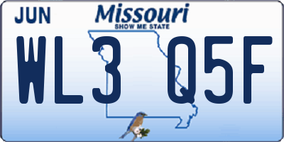 MO license plate WL3Q5F