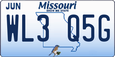 MO license plate WL3Q5G