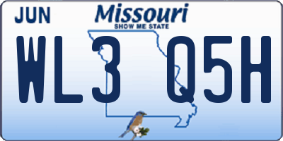 MO license plate WL3Q5H