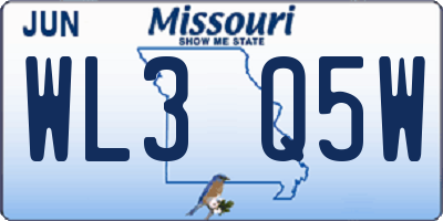 MO license plate WL3Q5W