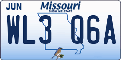 MO license plate WL3Q6A
