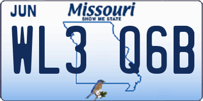 MO license plate WL3Q6B