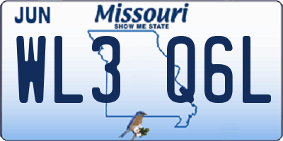 MO license plate WL3Q6L