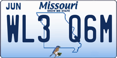 MO license plate WL3Q6M