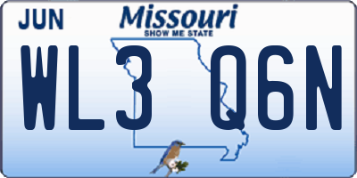 MO license plate WL3Q6N