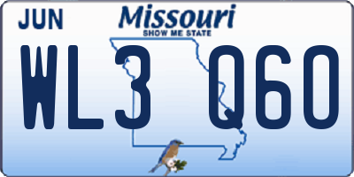 MO license plate WL3Q6O