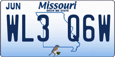 MO license plate WL3Q6W
