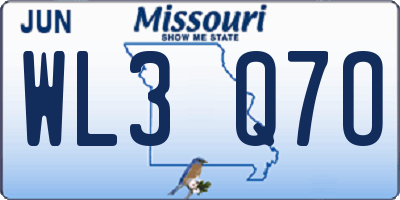 MO license plate WL3Q7O