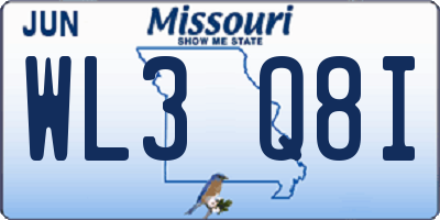 MO license plate WL3Q8I