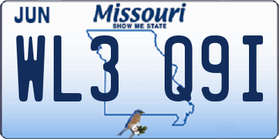 MO license plate WL3Q9I