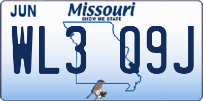 MO license plate WL3Q9J
