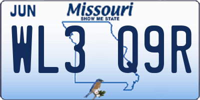 MO license plate WL3Q9R