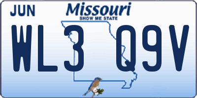 MO license plate WL3Q9V