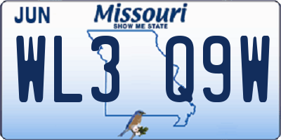 MO license plate WL3Q9W