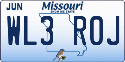 MO license plate WL3R0J