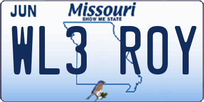 MO license plate WL3R0Y