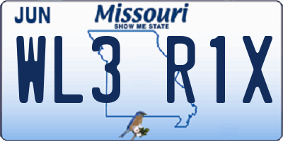 MO license plate WL3R1X