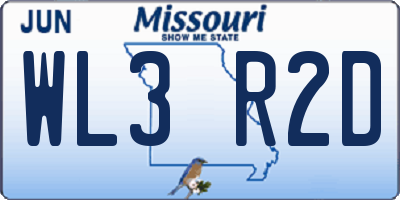 MO license plate WL3R2D
