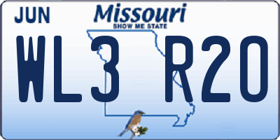 MO license plate WL3R2O